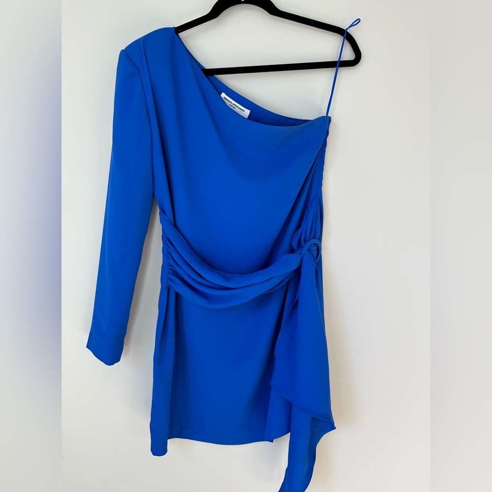 Amanda Uprichard one shoulder blue dress.